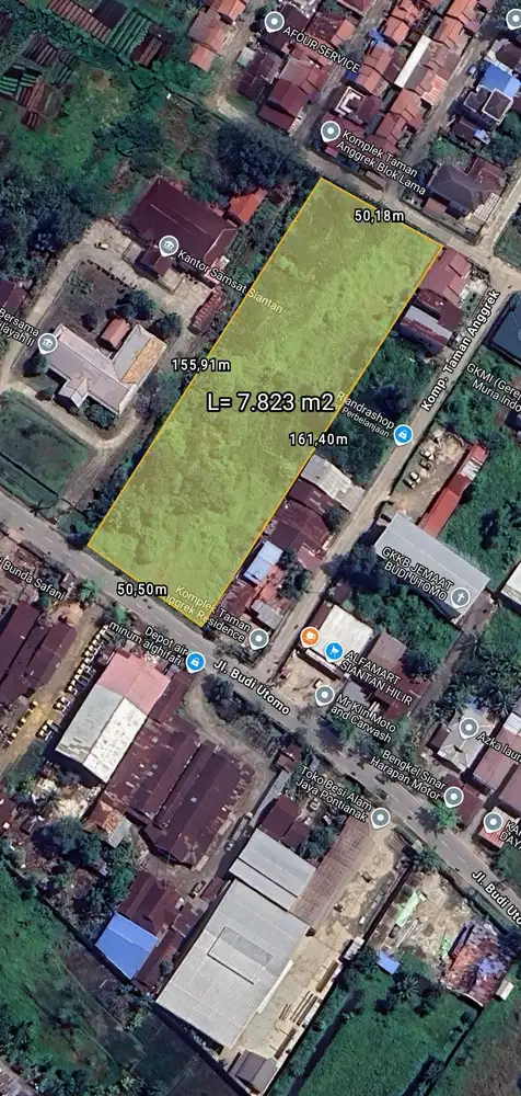 Tanah Strategis Tepi Jln.Budi Utomo