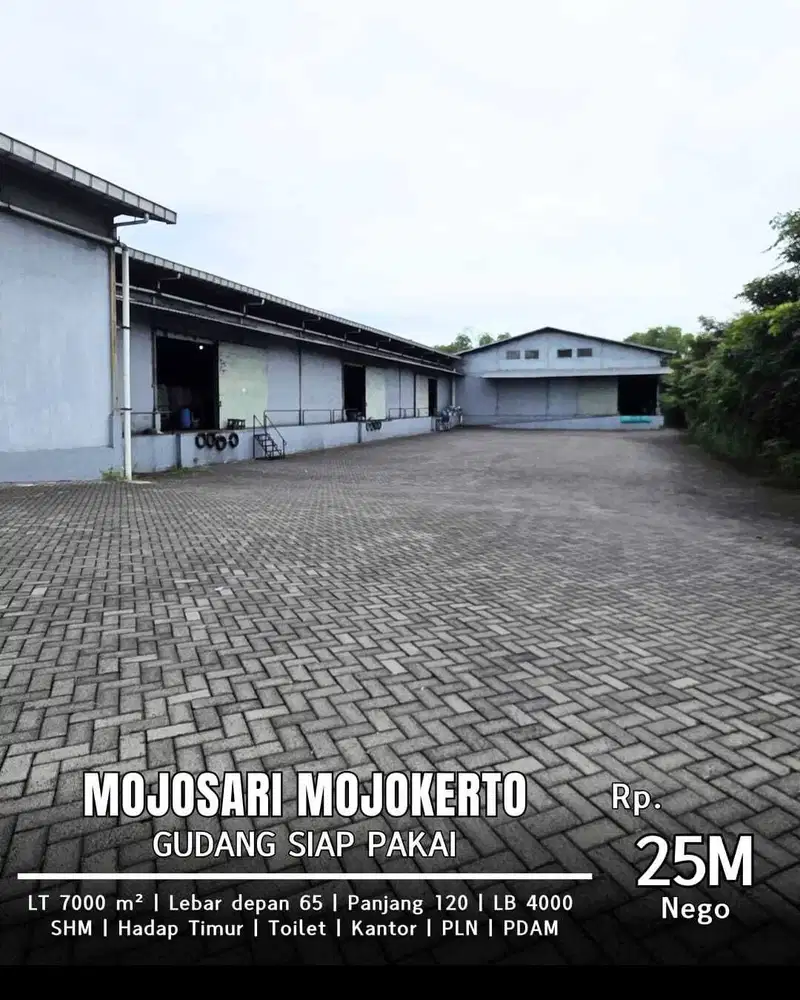 DIJUAL/DISEWAKAN GUDANG MOJOSARI MOJOKERTO LUAS MUAT KONTAINER