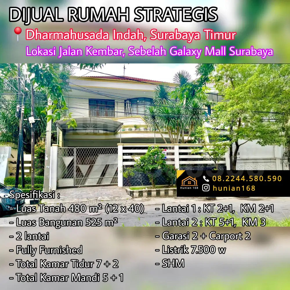Rumah Jalan Raya Kembar Dharmahusada Kertajaya Indah Galaxy Mall Timur