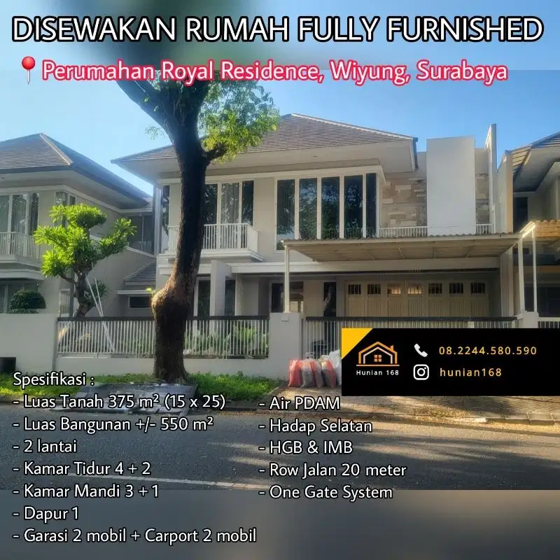 SEWA Rumah Perumahan Royal Residence Resident Wiyung Surabaya Barat