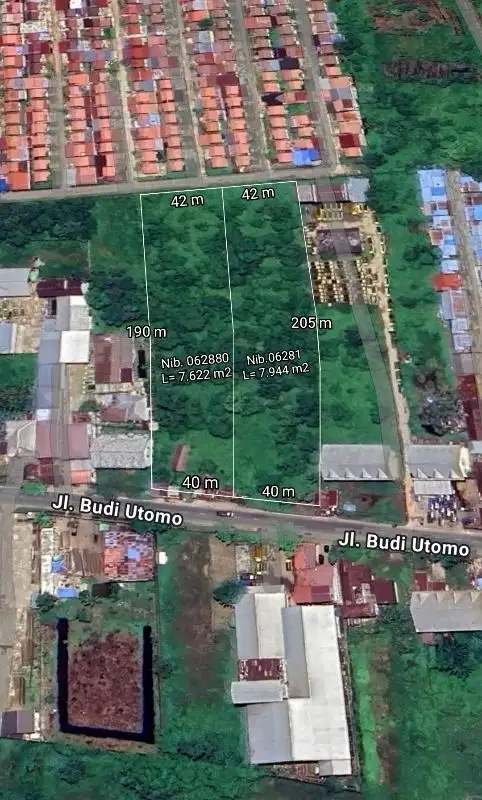 Tanah Jl.Budi Utomo L80xP200