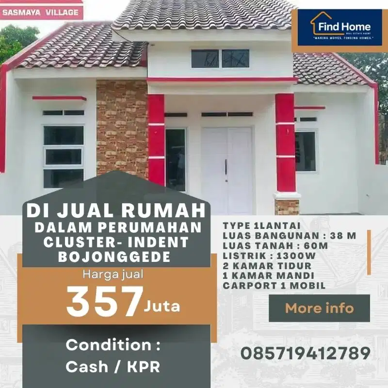 Rumah dekat stasiun bojonggede dalam cluster