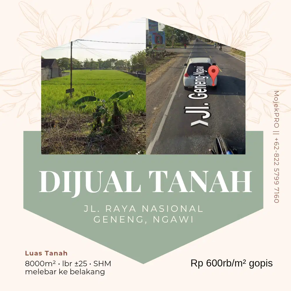 Tanah Pinggir Jalan Nasional Ngawi, Geneng, Ngawi