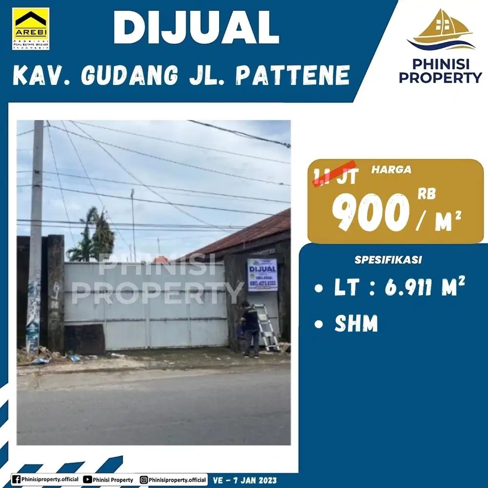 DIJUAL Kavling Gudang Besar di Jl Pattene
