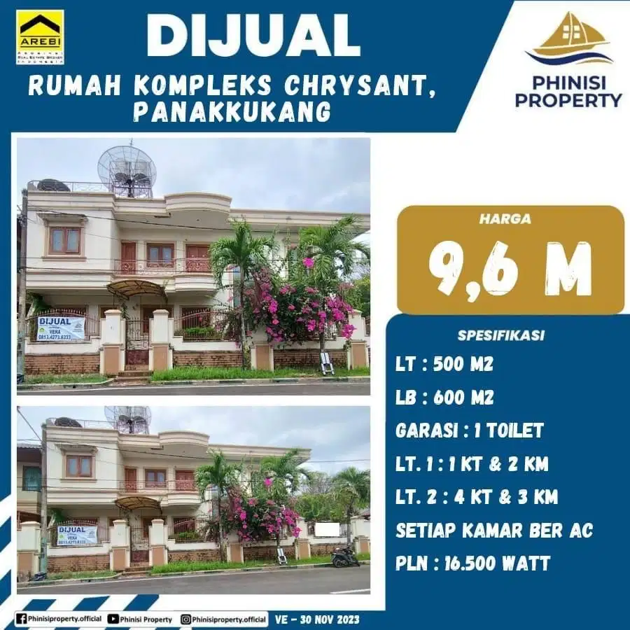 DIJUAL RUMAH KOMPLEKS CHRYSANT PANAKKUKANG