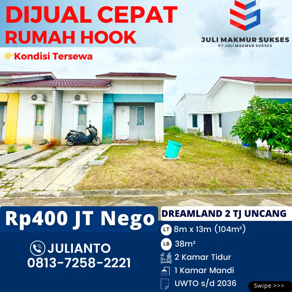 Dijual CEPAT Rumah Hook di Dreamland 2 Tj Uncang Batam