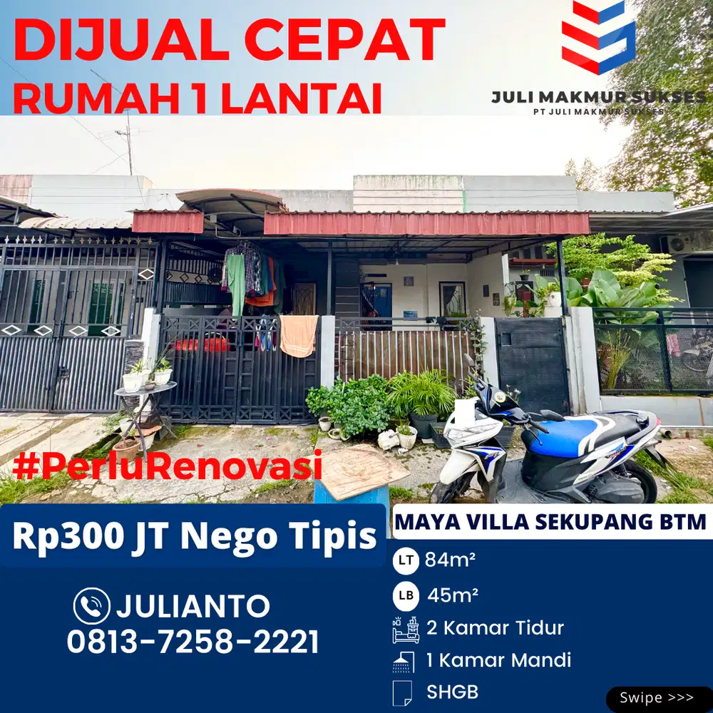 Dijual CEPAT Rumah 1 Lantai di Maya Villa Sekupang Batam