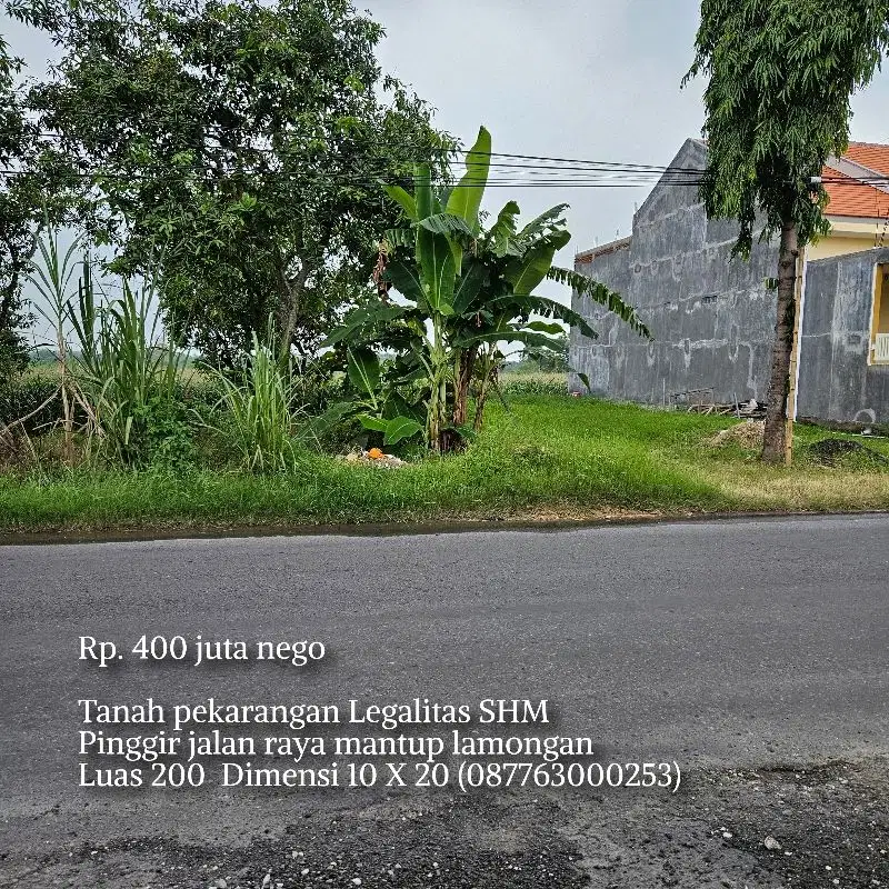 Tanah pinggir jalan raya mantup dekat pasar