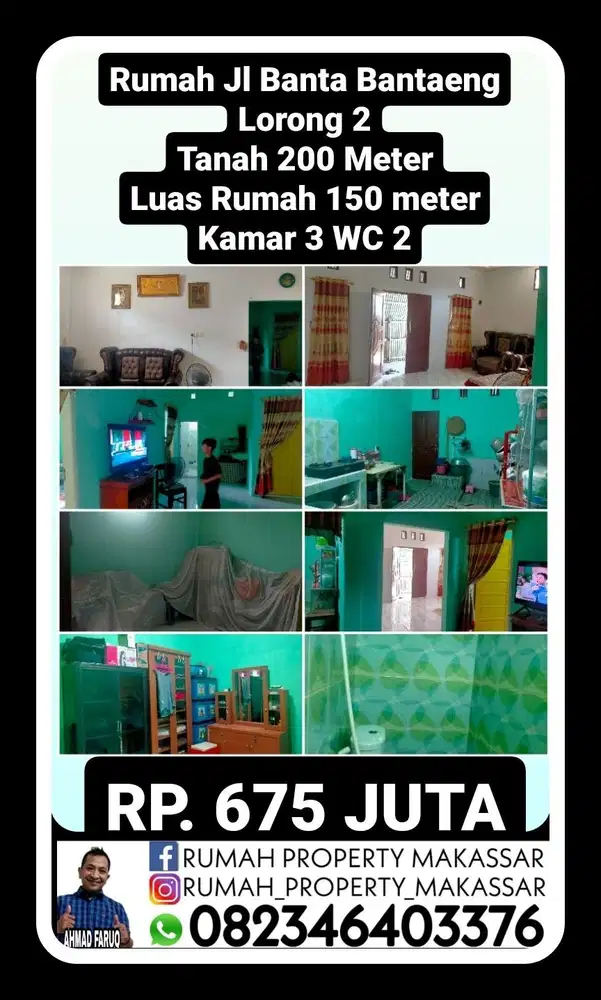 Rumah Jl Banta Bantaeng Lorong 2 Tanah 200 Meter LB 150 Kmr 3 WC 2