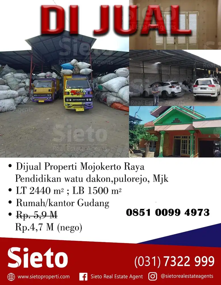 promo Dijual Properti Mojokerto Raya Pendidikan watu dakon,pulorejo,