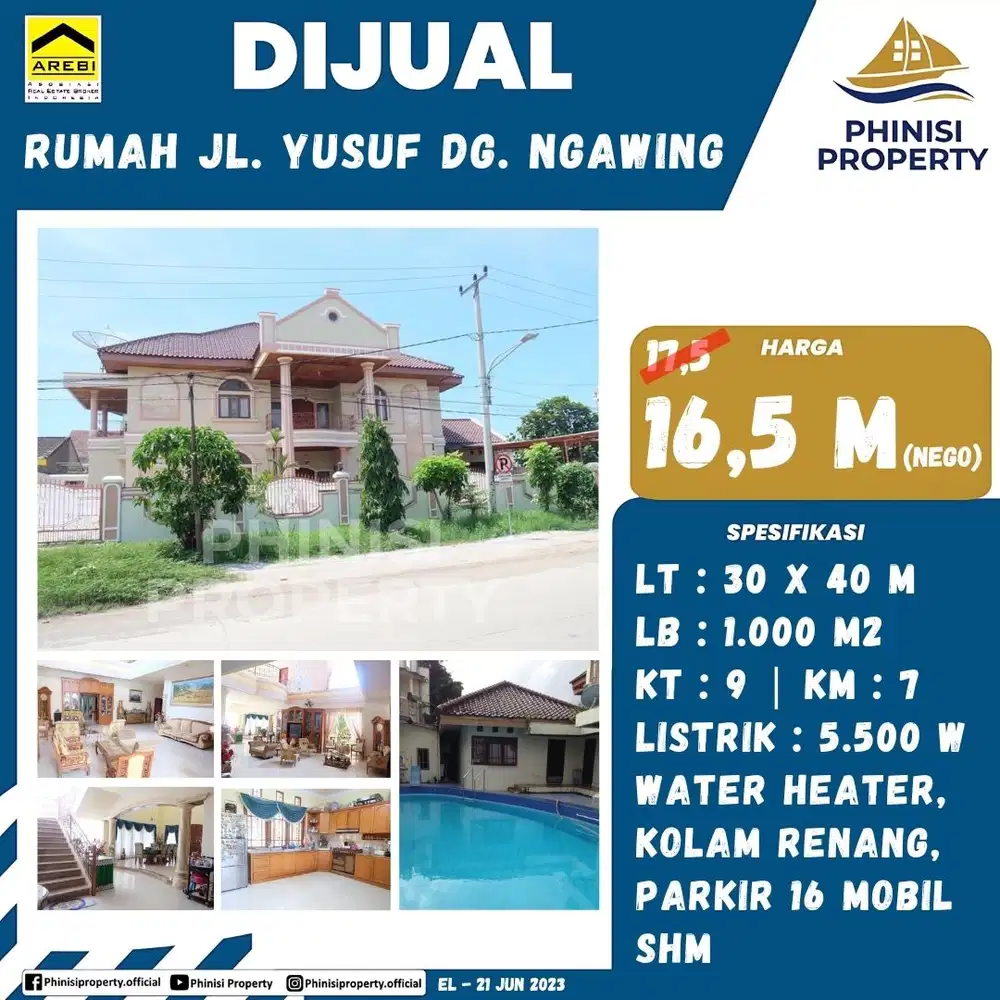 DIJUAL Rumah Sultan Besar dan Mewah di Jl Yusuf Dg Ngawing