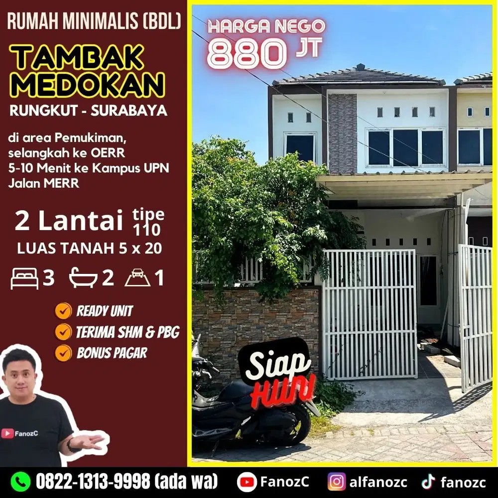 jual rumah rungkut, rumah minimalis surabaya, rumah siap huni, rumah 2 lantai