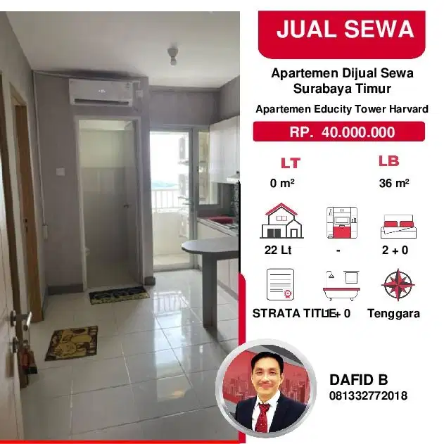 Dijual /Sewa Apartemen Educity Tower Harvard