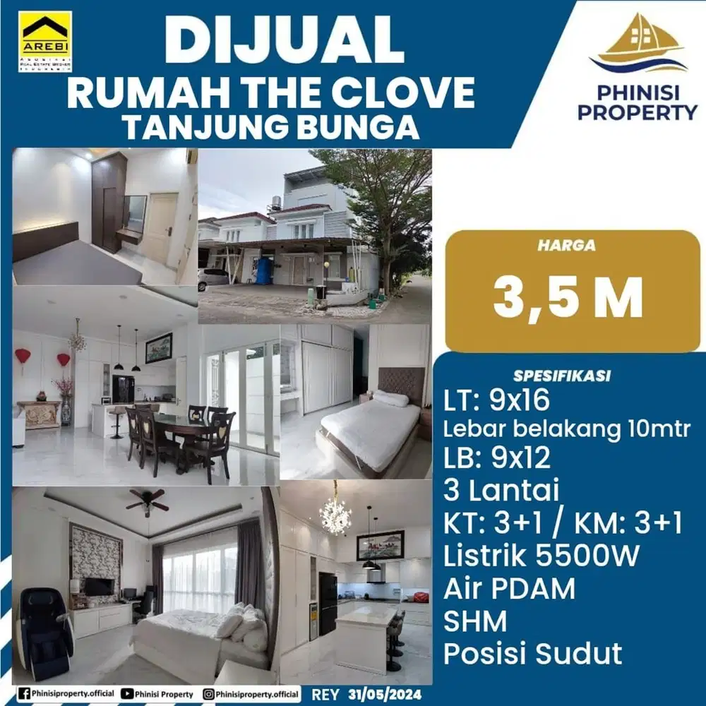 DIJUAL Rumah Cantik Semi Furnish Siap Huni di The Clove Tanjung Bunga