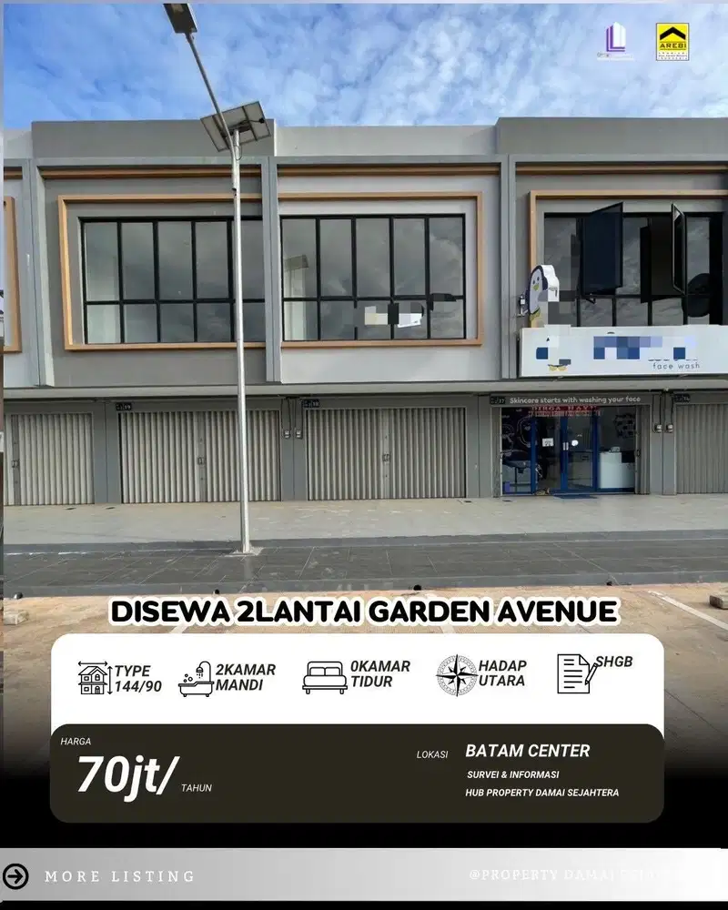 Disewakan Ruko 2 Lantai Garden Avenue