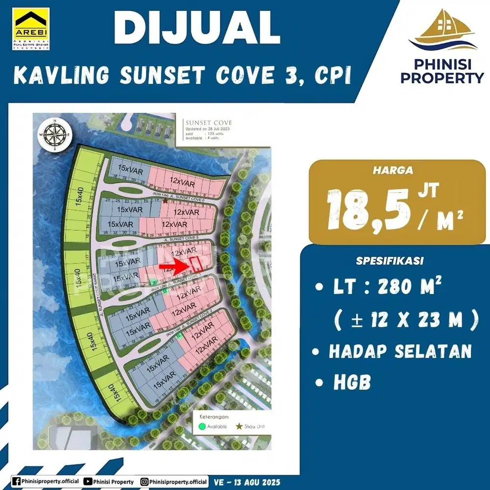 DIJUAL KAVLING MURAH CUMA 18,5 JUTA PERMETER DI SUNSET COVE CPI