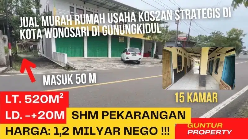 Jual Murah Kos2an Strategis di Pusat Kota Wonosari Gunungkidul