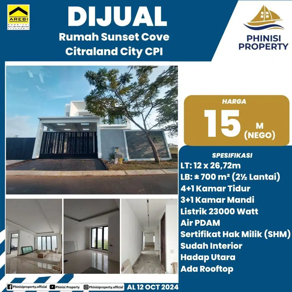 DIJUAL Rumah Siap Huni di Sunset Cove Citraland CPI