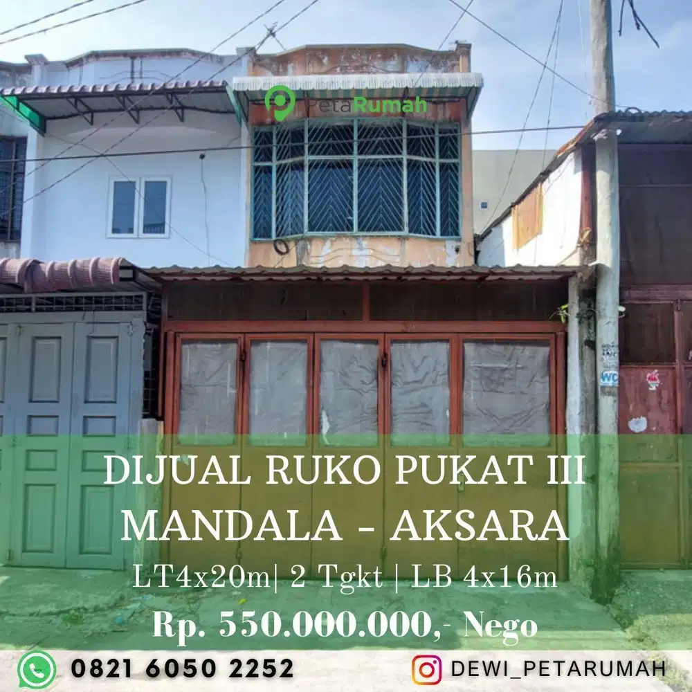 dijual cepat ruko pukat 3 mandala aksara
