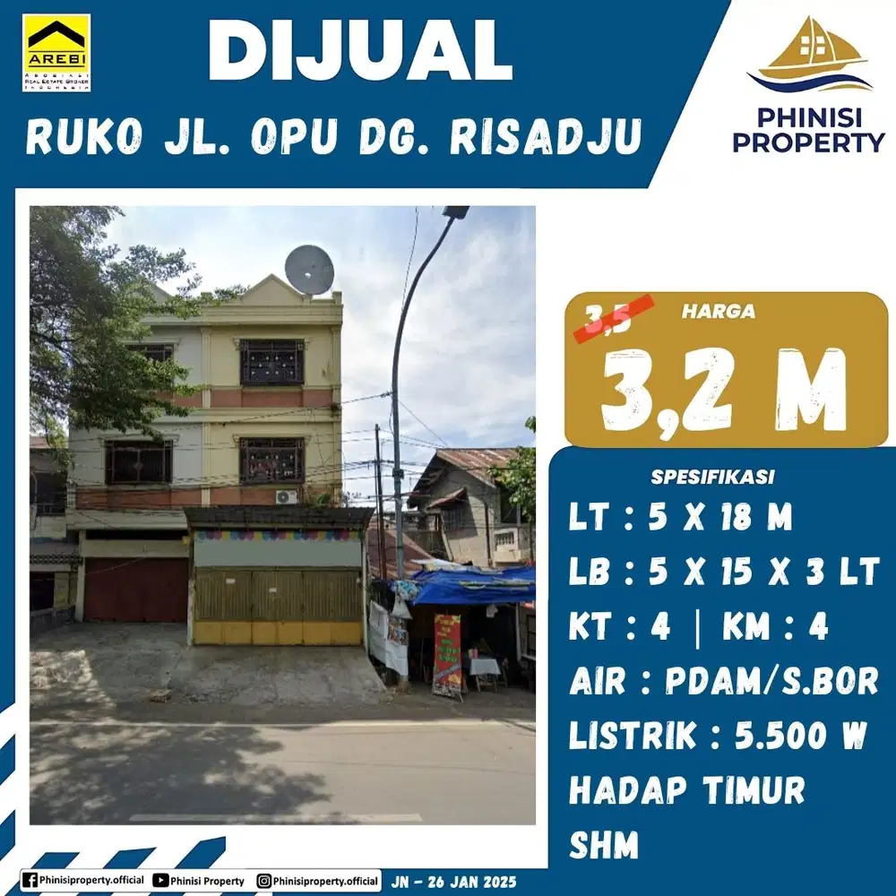 DIJUAL Ruko di Poros Jalan Opu Daeng Risadju
