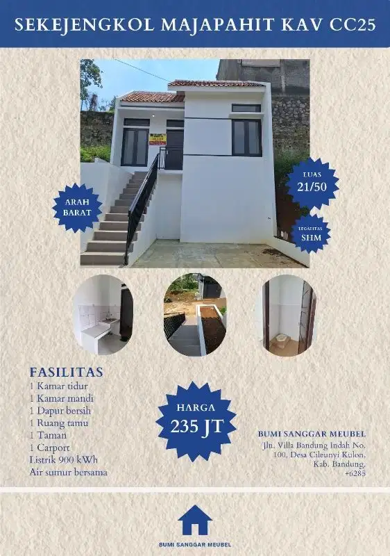 Dijual Runah siap Huni cileunyi skejengkol cc25 majapahit