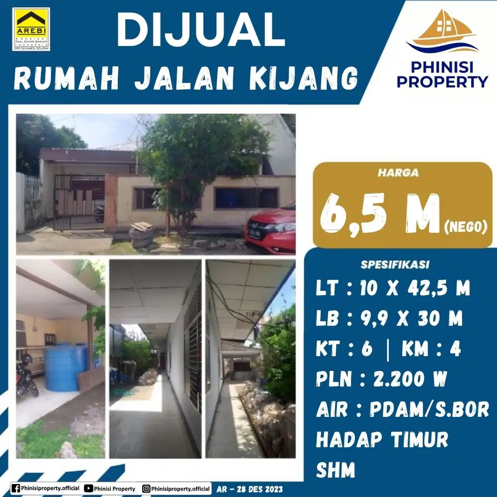 DIJUAL Rumah dengan Tanah Besar Lokasi Tengah Kota Mks di Jl Kijang