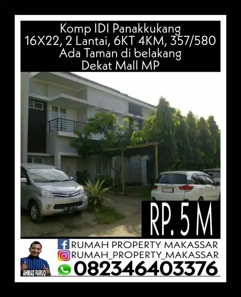 Komp IDI Panakkukang 16X22, 2 Lantai, 6KT 4KM, 357/580 Taman di belkg