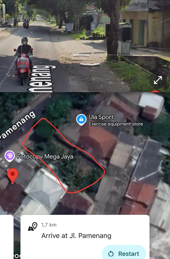 Lahan SHM 205m² di Pinggir Jalan Pamenang – Depan Kantor Camat Ngasem,