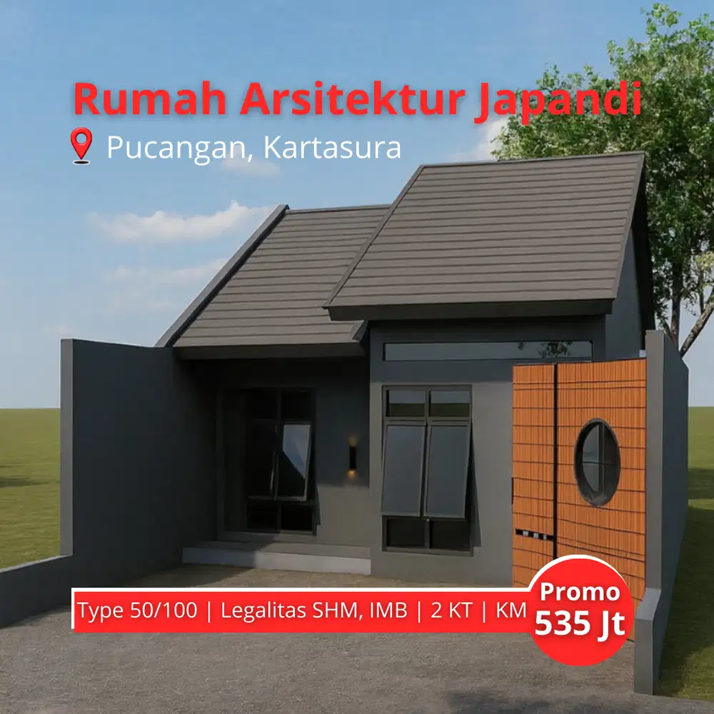 Rumah Japandi Elegan di Pucangan Kartasura, SHM & IMB, Promo 535 Juta