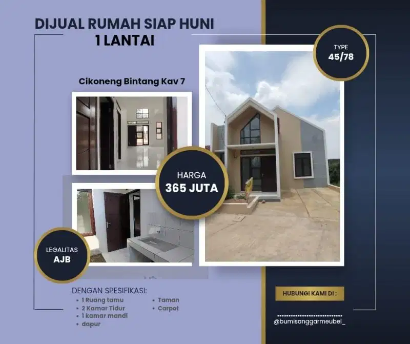 Rumah siap huni model yg lagi viral scandinavin Di Cinunuk