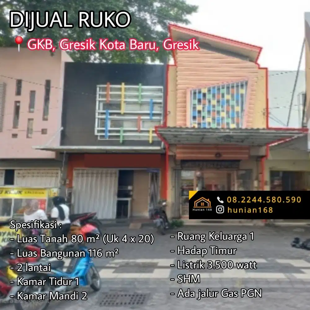 RUKO RUMAH Jalan Raya Gresik Kota Baru GKB Pusat Tengah RA Kartini