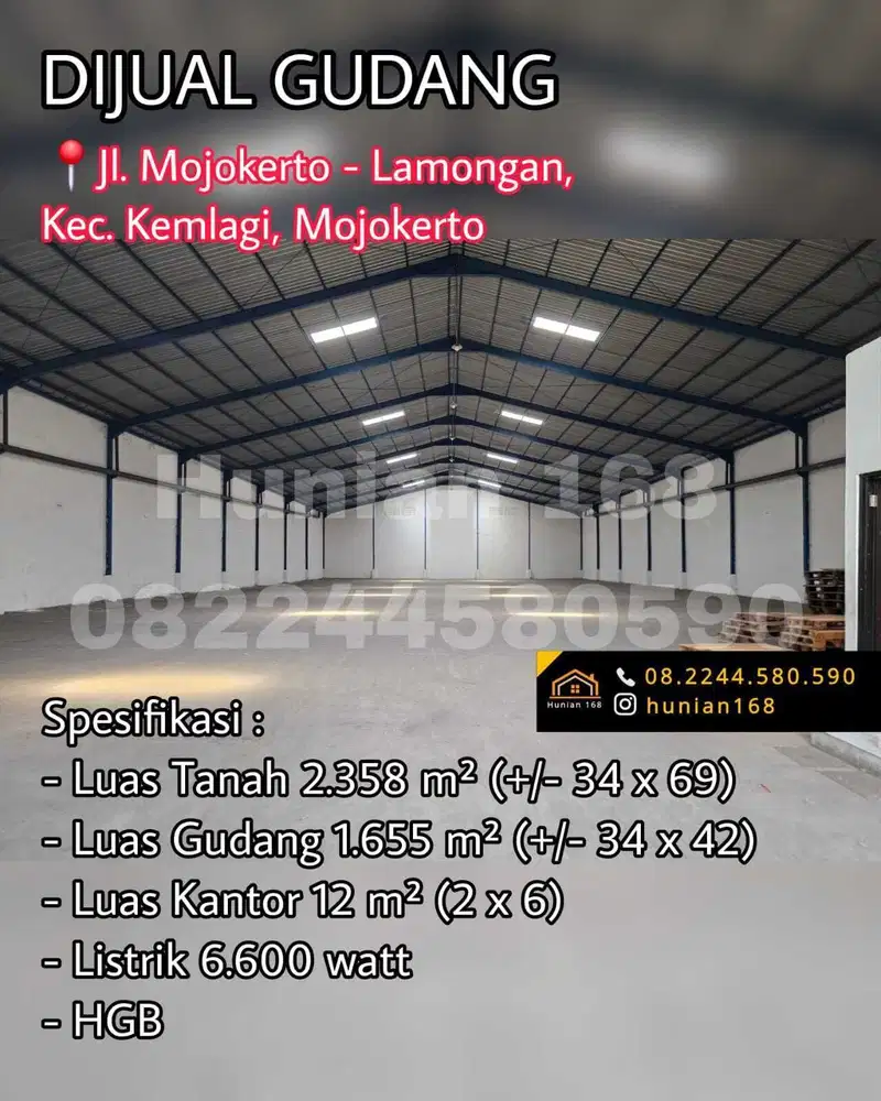 GUDANG Tanah Industri Mojokerto Lamongan Kemlagi Raya Mantup Jetis