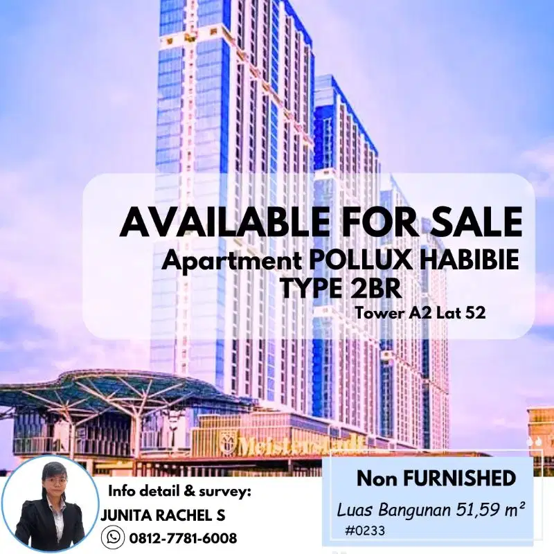 dijual cepat apartment pollux habibie 2BR top floor