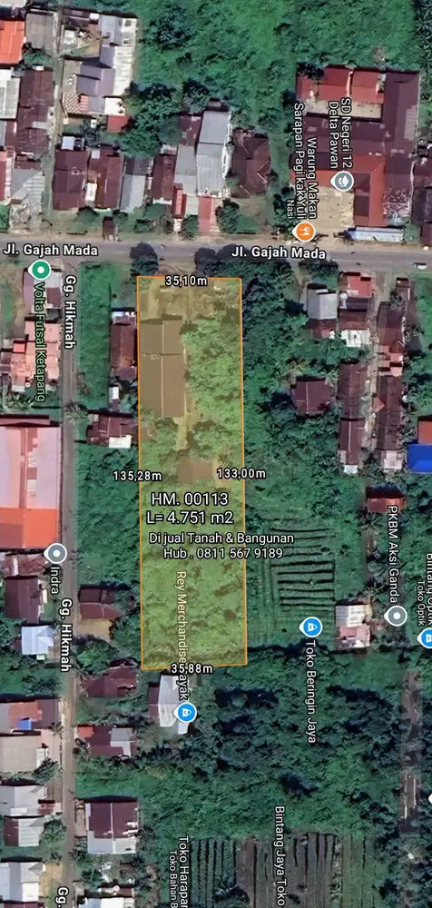 Tanah dan Bangunan Jl.Gajah Mada Ketapang