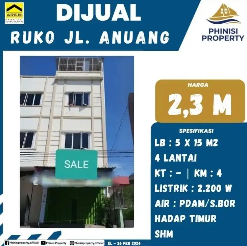 DIJUAL Ruko Jalan Anuang