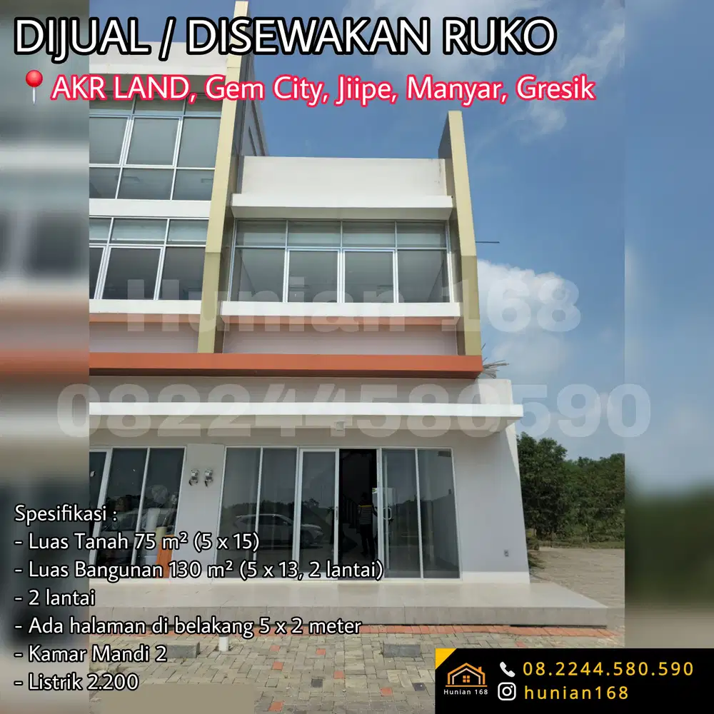 JUAL SEWA Ruko Garnett Place Gem Walk City AKR Land Jiipe Manyar Gresi