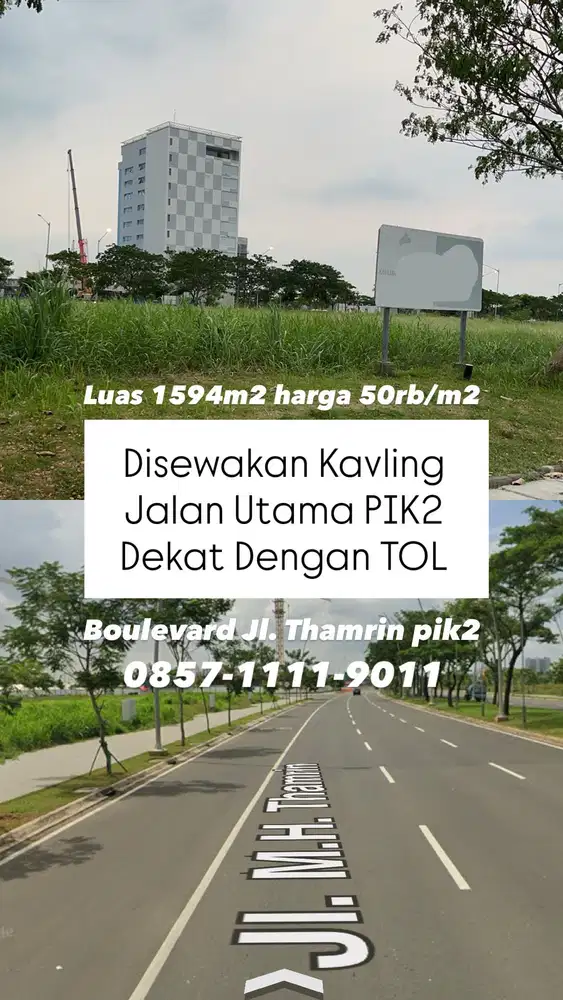 Disewakan Murah Kavling Boulevard Jalan Utama PIK2