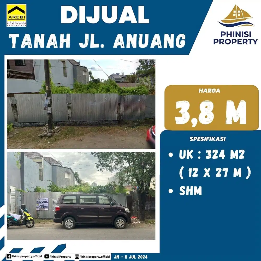 DIJUAL Kavling Besar Tengah Kota Makassar Siap Bangun di Jalan Anuang