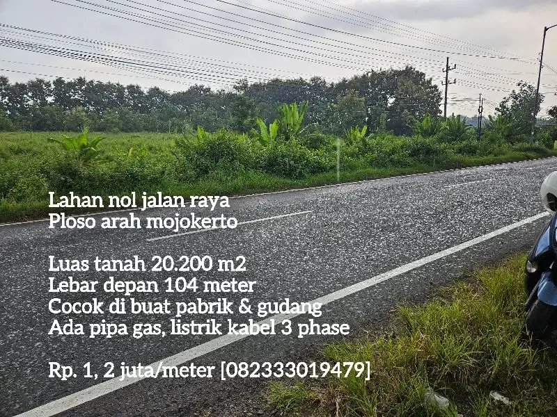 Tanah pinggir jalan raya ploso arah mojokerto