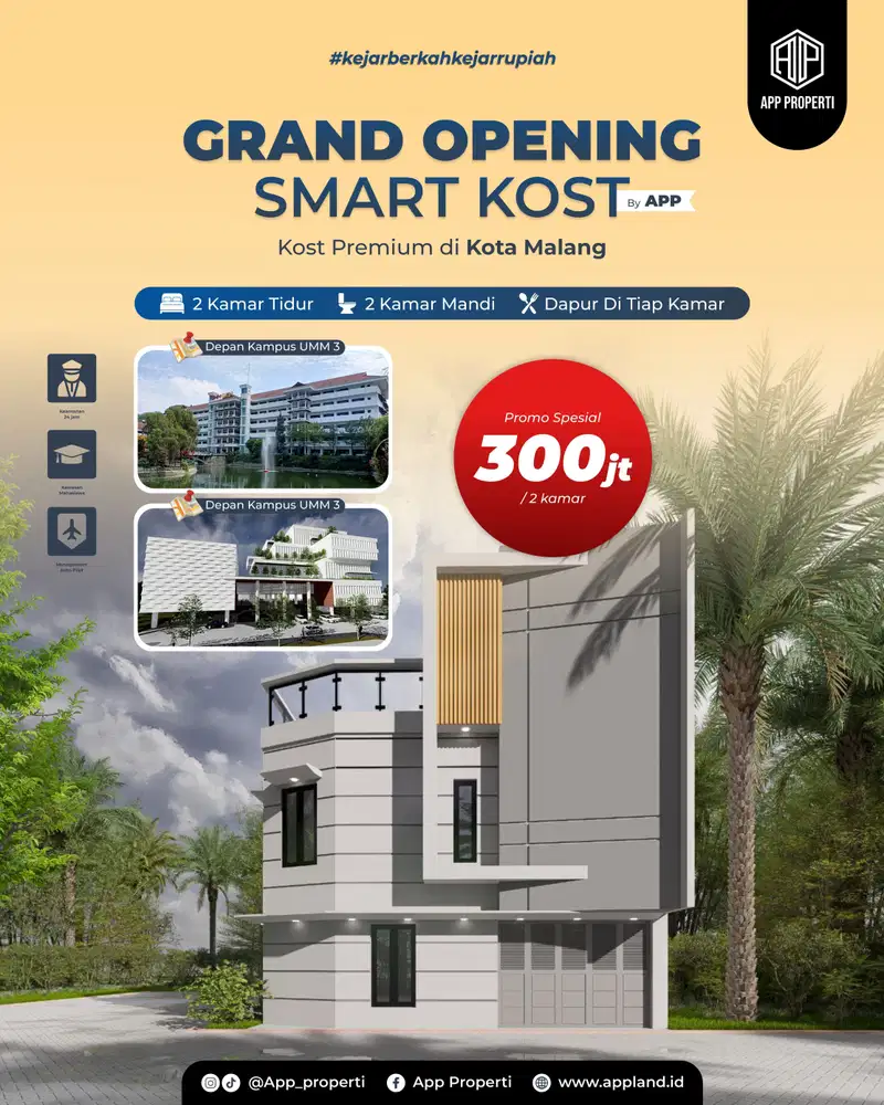 Rumah Kos Premium 2 Kamar Depan Kampus UMM