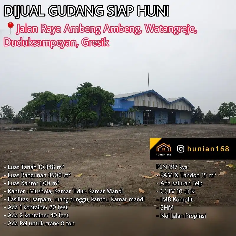 JUAL SEWA Gudang Raya Propinsi Ambeng Ambeng Duduksampeyan Gresik