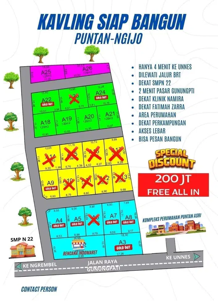 Tanah murah pinggir jalan raya puntan gunungpati