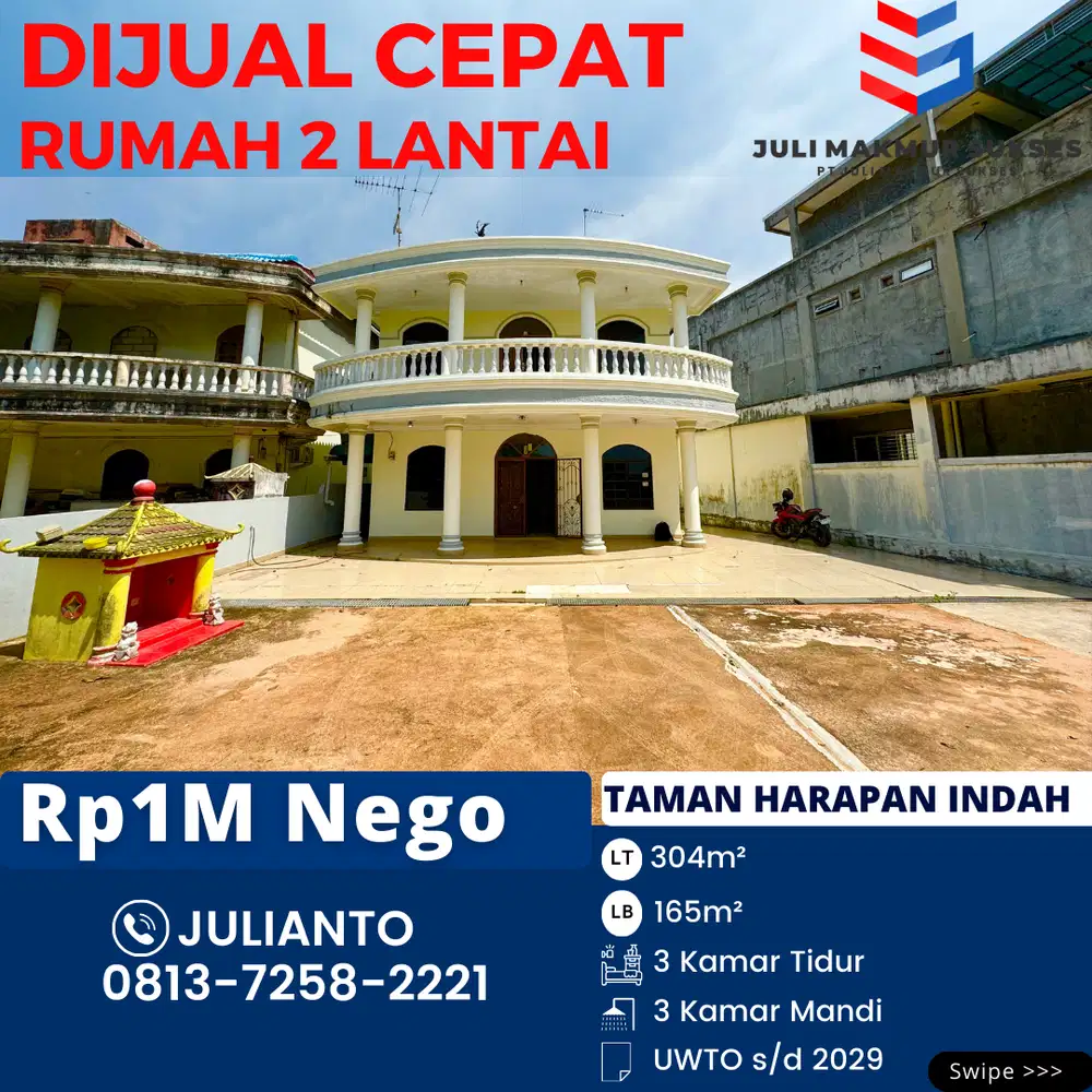 Dijual CEPAT Rumah 2 Lantai di Taman Harapan Indah Batu Ampar Batam