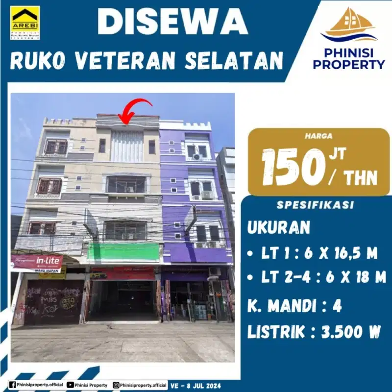 DISEWAKAN RUKO DI VETERAN SELATAN COCOK  BUAT USAHA