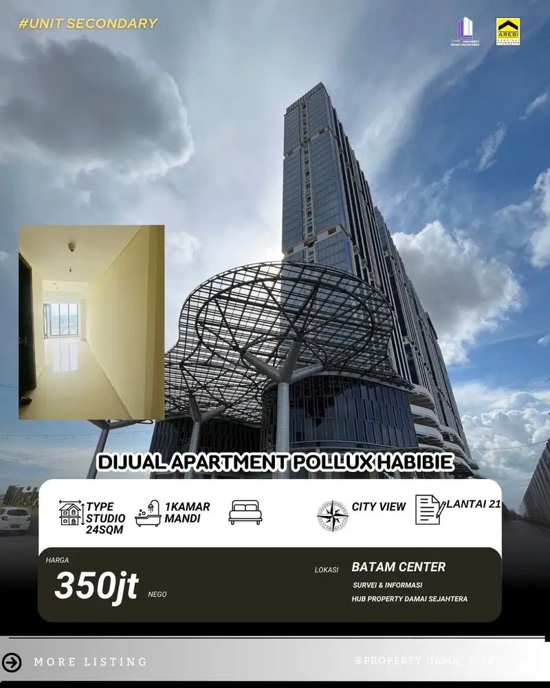 Dijual Studio Apartment Pollux Habibie