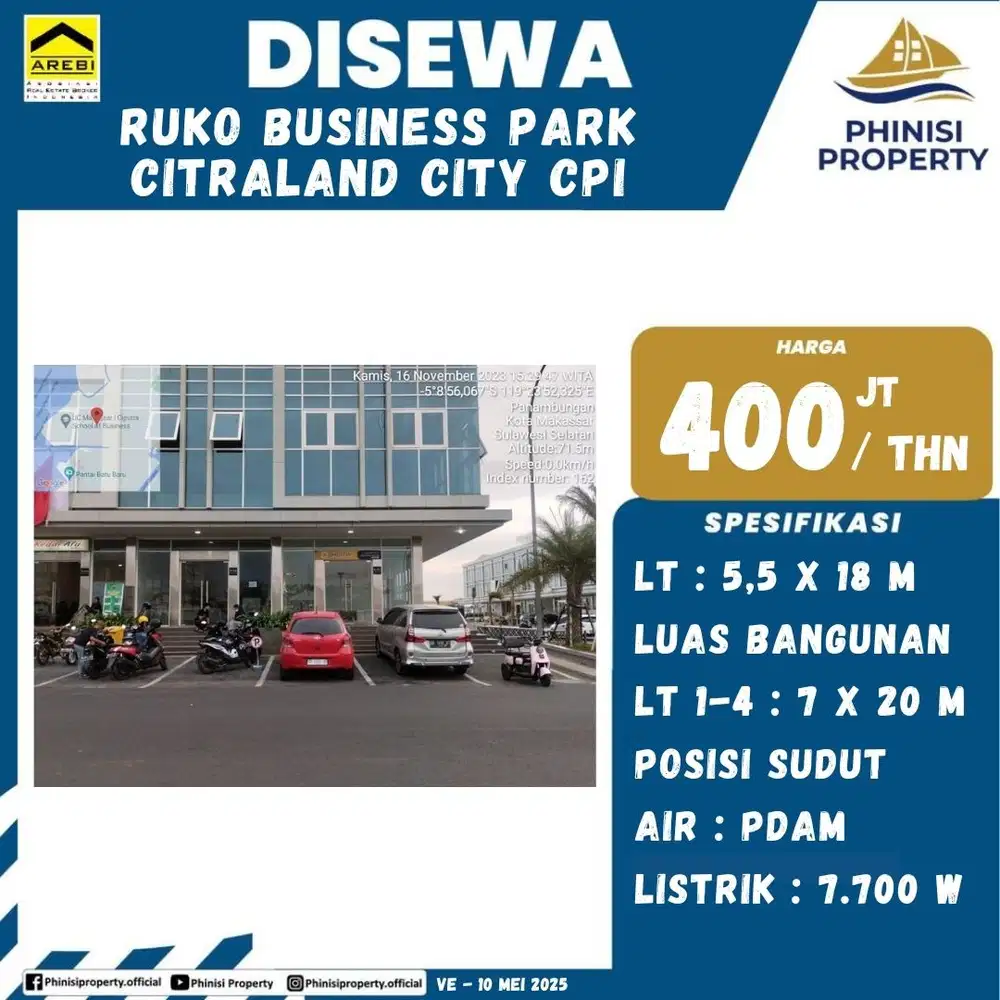 DISEWAKAN RUKO BUSINESS PARK CPI COCOK BUAT SEGALA JENIS BISNIS