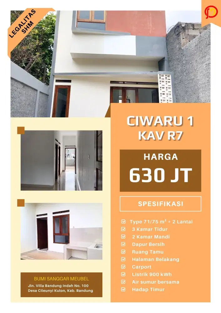 RUMAH DUA LANTAI PAKAI SUMUR BOR, cuma 630 jt