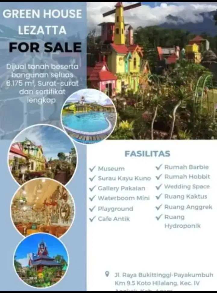 Dijual Objek wisata Strategis Agam, Sumatra Barat
