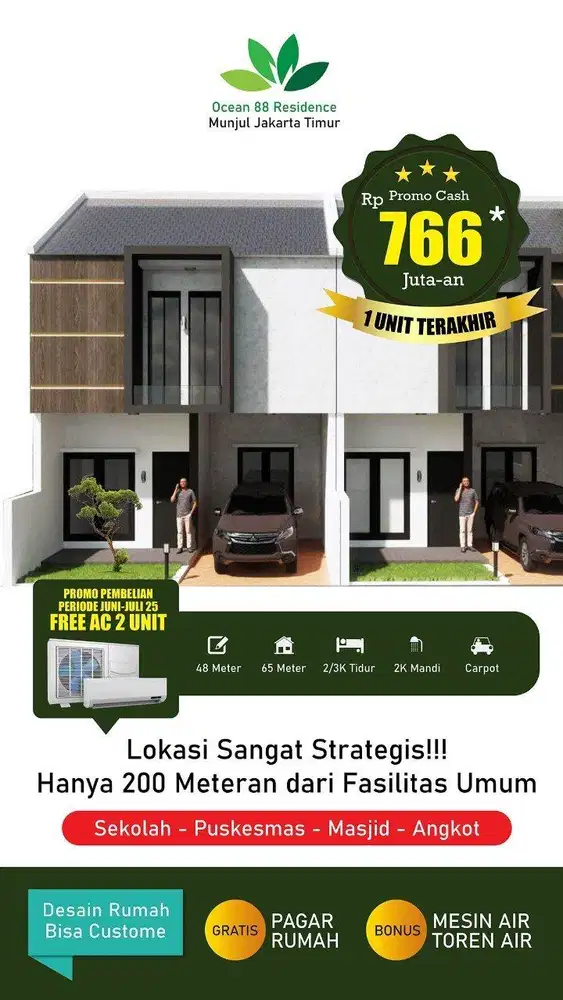 Rumah Cantik strategis 2 lantai dekat Puskesmas Munjul Jakarta Timur