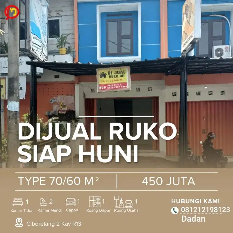 Dijual Ruko samping jln desa Cinunuk Ciborelang